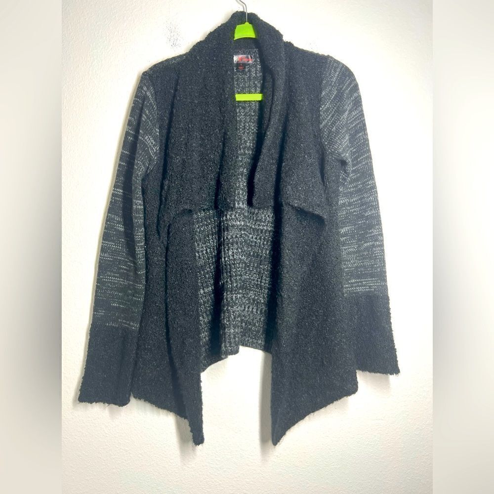 JJ Basics Women Size L Black Lagenlook Cardigan Sweater Long Sleeve Open Front